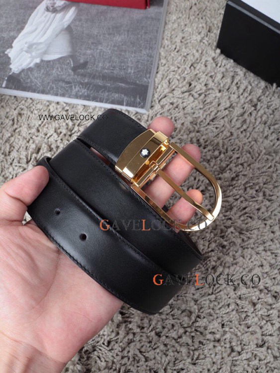 Copy Montblanc Horseshoe oblong pin Buckle Belt 35mm